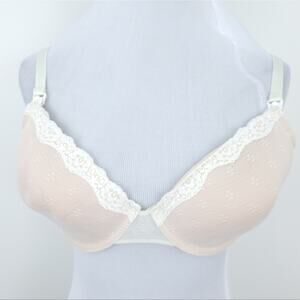 Gillian O'Malley 38D Bra Snap Front (Nursing, Breastfeeding Friendly) Beige Lace